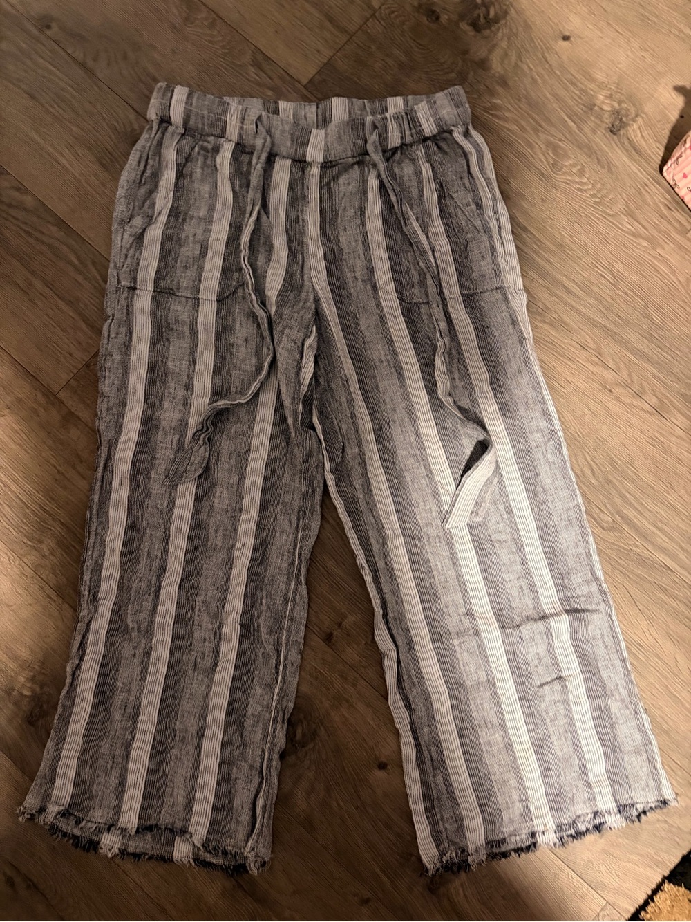 Solstice Black and White Striped Linen Pants